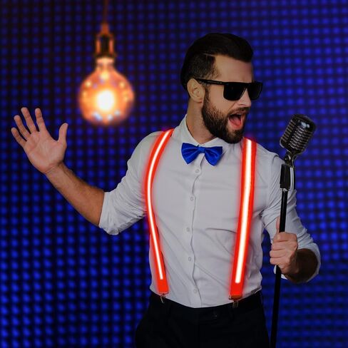 Light Up Suspenders, Glow in the Dark Suspenders, Mens Neon Outfits for Parties, DJ, EDM, 80s, Rave Outfits in Saudi Arabia