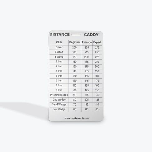 Distance Caddy - Golf Club Range Chart Card - Golf Bag Tag Accessory - Golf Swing Help - Yardage Reference Guide - Training Aid - Two Sided - Shoot Lower Scores - Caddy Cards in Saudi Arabia