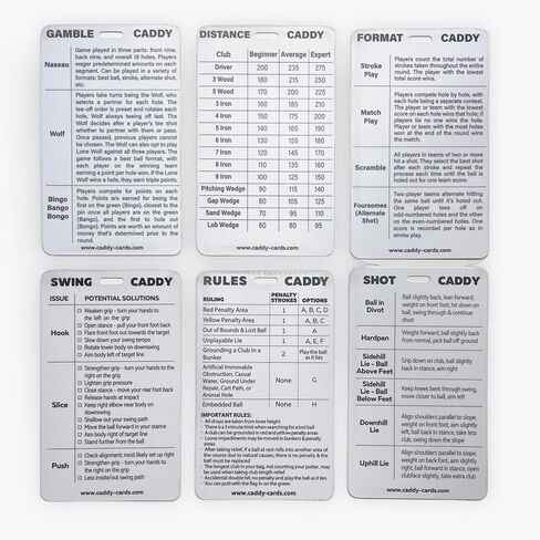 Distance Caddy - Golf Club Range Chart Card - Golf Bag Tag Accessory - Golf Swing Help - Yardage Reference Guide - Training Aid - Two Sided - Shoot Lower Scores - Caddy Cards in Saudi Arabia