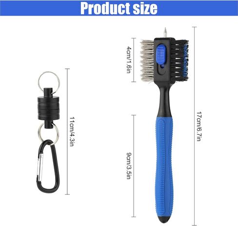 2pcs Retractable Golf Club Brush Groove Cleaner Nylon & Steel Wire Easy-to-Use Golf Club Cleaning Brush Kit with Magnetic Carabiner Clips for Men Women in Saudi Arabia