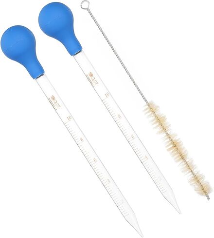 PATIKIL Graduated Dropper Pipettes Kit, 2 Pack 10ml Borosilicate Glass Pipette with Rubber Squeeze Bulb Brush for Transfer Liquid for Lab, Chemistry, Clear in Saudi Arabia