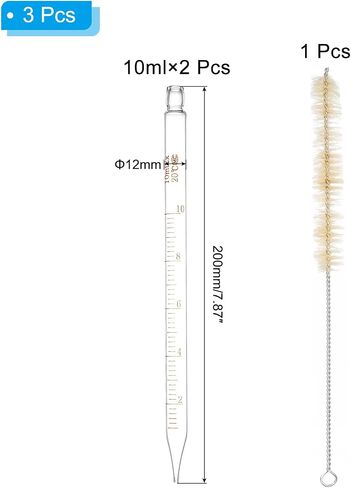 PATIKIL Graduated Dropper Pipettes Kit, 2 Pack 10ml Borosilicate Glass Pipette with Rubber Squeeze Bulb Brush for Transfer Liquid for Lab, Chemistry, Clear in Saudi Arabia
