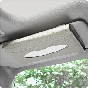 Car Tissue Holder, Automotive Sun Visor Napkin Holder, PU Leather Tissue Case for Sun Visor & Seat Back with Tissue Refill, Universal Interior Car Accessories for Truck SUV (Black)