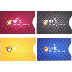 حامل بطاقة LemonBest RFID وأكمام طويلة وواقي بطاقة الائتمان ومنع سرقة الهوية وأكمام حجب RFID تصميم نحيف محمول للسفر في الهواء الطلق (4 Pack-A) in Kuwait