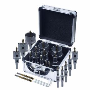 16PCS Upgrade Heavy Duty Carbide Hole Saw Kit for Metal,5/8''-2'' Carbide Bits Set with Pilot Drill,Hole Cutter Set,for Hard Metal, Stainless Steel, Iron, Aluminium, Alloys, Plastics