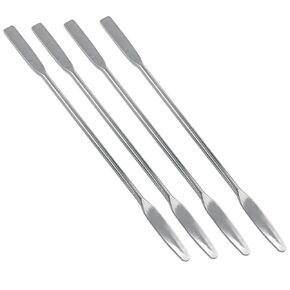 Stainless Steel Lab Laboratory Mini Double-Ended Spatula Semi-Micro Shovel Conical Arrow End Flat End -4PCS