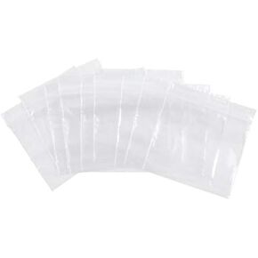100-Pack 2 Mil Transparent Small Plastic Clear Resealable Poly Bags (3 x 3 Inch) perfect for storing miscellaneous tiny items like beads, pills, jewelry, and other small parts.