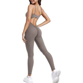 YEOREO Jumpsuits for Women Adjustable Strap Padded Workout Rompers Lizvette Scrunch Butt Gym Bodycon
