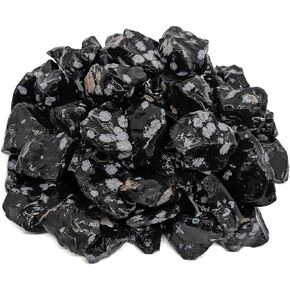 3 lbs Bulk Rough Snowflake Obsidian Stones - 1 to 2 Inch Mixed Sizes. Natural Stones Perfect for Rock Tumbling, Wire Wrapping, Fountain Stones, Lapidary, Decoration, Rock Collecting.