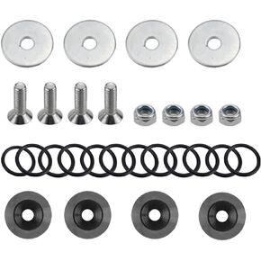 Bumper Quick Release, Trunk Front Rear Bumper Fasteners, Quick Release Tabs with O Rings and Screws, Aluminum Band Fenders Clip Kits, Auto Exterior Accessories Universal for Most Cars (Black)