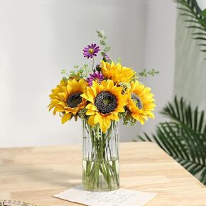 Gute 6 Inch Glass Vases for Decor, Flower Vase for Home Decor, Modern Decorative Clear Vase Centerpieces Living Room, Kitchen