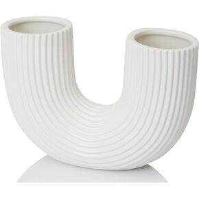 Black Vase Decor, 9 inch Ceramic U-Shaped Vase, Modern Home Decor, Decorative Vase, Vases for Your Kitchen, Bedroom, Office, Living Room, Bathroom, Shelf Decor, Centerpiece Table Decoration