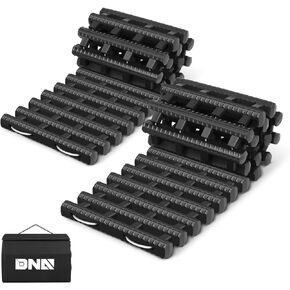 DNA MOTORING 48‘’ Portable Recovery Traction Tracks Mat, Load 7 Ton Car Non-Slip Mat, Off-Road Emergency Aid Devices For Snow, Ice, Mud, Sand, 2PC, w/Bag, Black