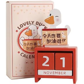 HERCHR Wooden Perpetual Desk Calendar Blocks,Wood Desktop Calendar Month Date Display,Wooden Block Calendar for Desk, Wooden Calendar(Blue)