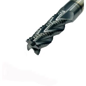 أدوات القطع مطاحن نهاية خشنة من الكربيد الصلب، HRC45 مع طلاء تيالن، 4 مزامير، قطر 3/8 بوصة، ساق 3/8 بوصة، طول القطع 1 بوصة، الطول الإجمالي 3 بوصة in Kuwait