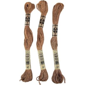 DMC 6-Strand Embroidery Cotton 8.7yd - Very Dark Yellow Beige - 117-167 - Bundle of 3 Skeins