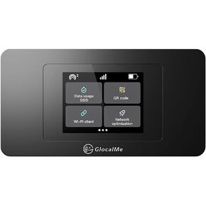 GlocalMe DuoTurbo 4G LTE Portable WiFi Hotspot for Travel in 200+ Countries, Mobile Hotspot Device with Global 1GB Data, SIMFREE and No Contract, Support 10 Devices Connected (Black)