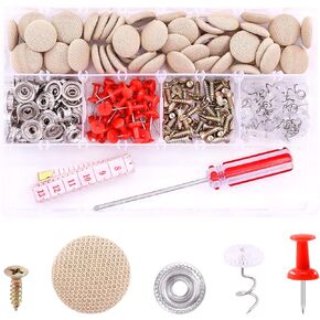 Swpeet 272Pcs Beige Car Roof Headliner Repair Rivets Repair Button with Twist Pins and Installation Tool Kit, Bed Skirt Pins Auto Roof Snap Pins Retainer Design for Car Roof Flannelette Fixed