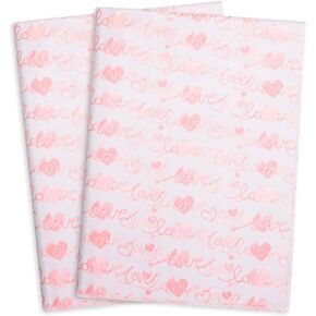 MR FIVE 20" x 28" Gold Love Tissue Paper Bulk,White with Gold Love Heart Tissue Paper for Gift Bags,Gold Tissue Paper for Birthday,Valentine's Day,Mother's Day,Weddings,30 Sheets (White with Gold)