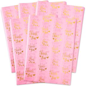 MR FIVE 100 Sheets 20" x 28" Large Black Gold Thank You Tissue Paper Bulk,Black Gold Thank You Tissue Paper for Small Business,Black Gold Tissue Paper for Mother's Day,Graduation,Birthday(Black)
