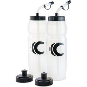 Cannon Sports 1 Liter Squeeze Water Bottle with Straw Lid New Easy Grip 34 Oz Pack of 2 (Black)