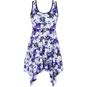 DANIFY Women's Plus Size Swim Dress Tummy Control Swimdress Cover Up Swimwear Retro Skirted Swimsuit One Piece Bathing Suit
