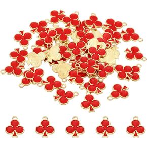 PATIKIL 50pcs Plum Charm, Plum Bracelet Charm Pendants Small Poker Bulk Playing Cards Resin Alloy for Jewelry Making Bracelet