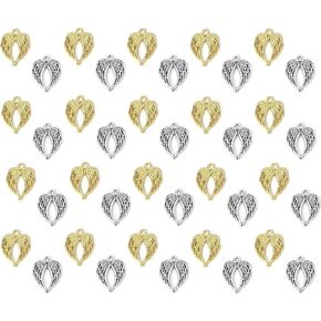 JGFinds Angel Wings Pendant Charm - 100 Pack (50 Silver, 50 Gold Toned) DIY Jewelry Making Supplies, Small 7/8 Inch Metal Wings for Bracelet, Necklace, Earrings or Arts and Crafts