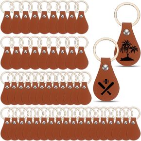 kekafu 50Pcs DIY Leather Keychains Brown Blank Key Fob Rivets PU Leather Keychain for Car Key Home Door Key Small Decoration Homemade Gift (Brown)
