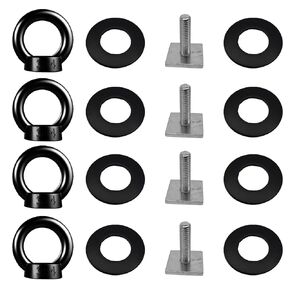 4Pcs T Slot Bolts M8 x 20mm Square Head T Bolts for Roof Rack Stainless Steel T Track Mount Tie Down Anchor Ring Shaped Eye Bolt Eye Nut Tie Down Rings for Roof Rack Accessories