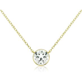 SolidSilver - Sterling Silver 7mm Round Solitaire Pendent Necklace Made with a Genuine Austrian Crystal | Sterling Silver, Yellow or Rose Gold Dipped