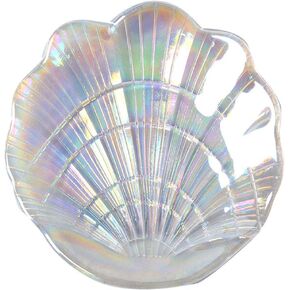 Teensery Holographic Shell Shaped Jewelry Dish Tray Crystall Glass Seashell Trinket Necklace Bracelet Candy Tray
