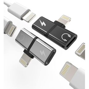 Headphone Adapter for Iphone(2pack)Adaptador para Splitter Audio and Charge Charger Dual Lightning Earphone 2 in 1 Dongle Jack Earbud Cable Compatible with Phone 13 12 11 Pro Max XS SE 7 X 8plus