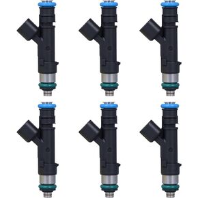 Fuel Injector 4 Holes Compatible with Chrysler Town & Country 3.3L 3.8L 2008-2010; Dodge Grand Caravan 3.3L 3.8L 2008-2010; Jeep Wrangler 3.8L Replaces OE 0280158119, 04861667AA (Set of 6)