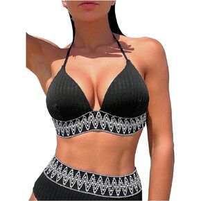 Verdusa Women's Triangle Halter Tie Back Bikini Tops Bathing Suit Top