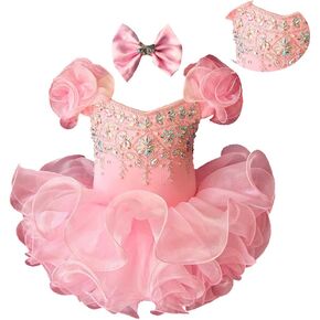 فستان Jenniferwu G053-1 للأطفال حديثي الولادة وحفلات أعياد الميلاد للفتيات الصغيرات مقاس وردي (3T) in Kuwait