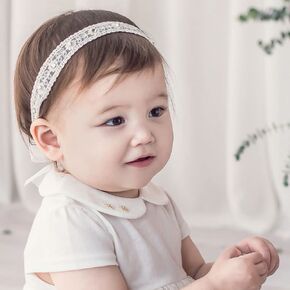 Lace Baby Girls Headband Boho Chic Baby Girl Headband Lace Cream Infant Wrap Elastic Baby Turban Newborn Accessories (Style 1)