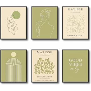 dazongweihan Pink Matisse Prints Wall Art, Aesthetic Posters Danish Wall Art,Unframed, Flower Market Exhibition Posters,Boho Art Prints,8x10in, Set of 6 (O)