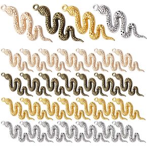 32pcs Snake Charms Alloy Cobra Snake Pendant Charms Animal Charms for Bracelets Necklaces DIY Jewelry Craft Making Supplies,4 Colors
