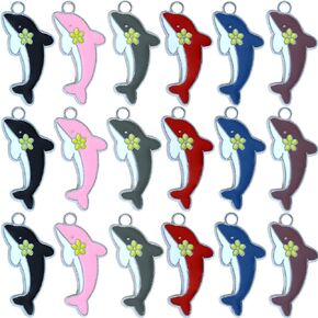 Anjulery 18 Pieces Enamel Dolphin Charms for Jewelry Making - Cute Charms for Keychains Bracelets Earrings Necklaces Crafts (18Pcs Mix)