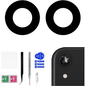 2 Sets for iPhone XR OEM Back Camera Lens Glass Replacement with Dual-Sided Adhesive for iPhoneXR Rear Camera Lens with Repair Fix Tool Tweezer for A1984 A2105 A2106 A2108