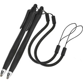 Xiaokeis 2 Pcs Portable Spring Rope Stylus Pen, Scratch Proof Pen with Stylus Tip Touch Pen for Touchscreen, Stylus Pen for Touch Screens Touch Pen for Drawing, Sketching and Note-Taking(Black)