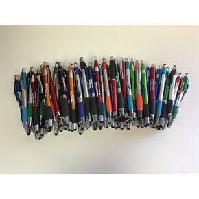 100 Lot Misprint Ink Pens with Soft Tip Stylus for Touch Screen, Assorted Barrel