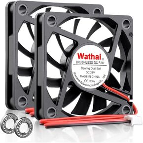 Wathai 60mm Fan Small Case Brushless Cooling Fans 24V Dual Ball 2-Pin High Performance Exhaust Replacement for DIY Projects 60 x 60 x 10mm 2Pack in Kuwait