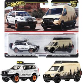 Hot Wheels Premium 2-Pack Mercedes-Benz Sprinter Tourer / '05 Toyota Land Cruiser Prado HRR76 [Mini Car] [3 Years Old and Up]