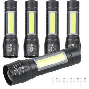 5 Pack Mini Small Pocket LED Flashlight USB-C Rechargeable High Lumens Bright Powerful EDC Flash Lights - Aluminum Handheld Flashlight Bulk for, Portable Camping Christmas Gifts in Saudi Arabia