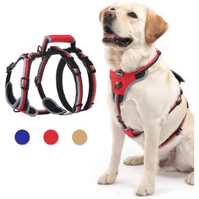 Mihachi Escape Proof Dog Harness - No Pull Dog Harness with Handle, Soft Padded Reflective and Adjustable Full Body Pet Harness Vest for Medium Large Dogs Walking Hiking Training, Blue X-Large