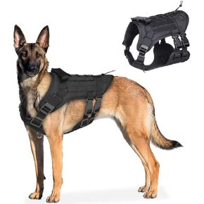 Tactical Dog Harness for Medium Large Dogs No Pull Adjustable Dog Vest for Training Hunting Walking Military Dog Harness with Molle Panels Easy Control Dog Tactical Harness with Handle (Small, Black)