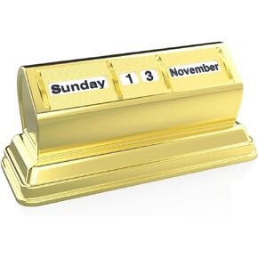 Metal Desk Perpetual Calendar, High-Grade Luxury Desk Calendar,Daily Desktop Perpetual Calendar Display Daily Calendar for Home Office Decor Wedding Anniversary Birthday Father's Day Teacher Business Gifts (Gold)