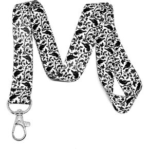 Ravens in the Brush Print Lanyard Key Chain Id Badge Holder